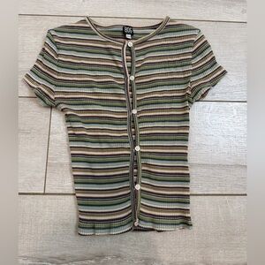 BDG Multicolor Striped Ribbed Top